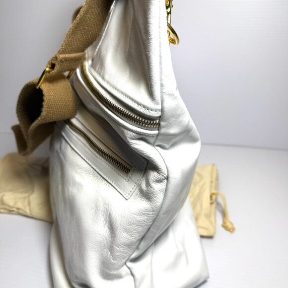 Jas M.B. London White Leather Shoulder and Tote Purse Large - Picture 8 of 16